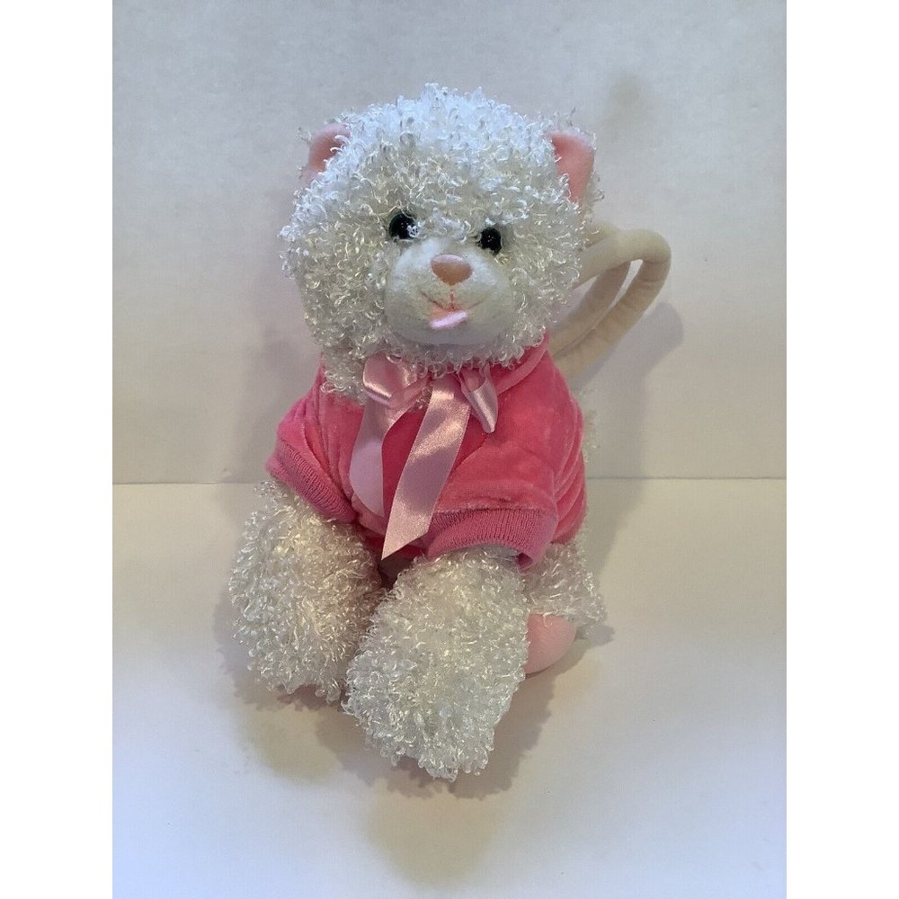 Toby NYC White Kitty Cat Purse Bag Plush Pink Hoodie Zipper Pouch Stuffed Animal